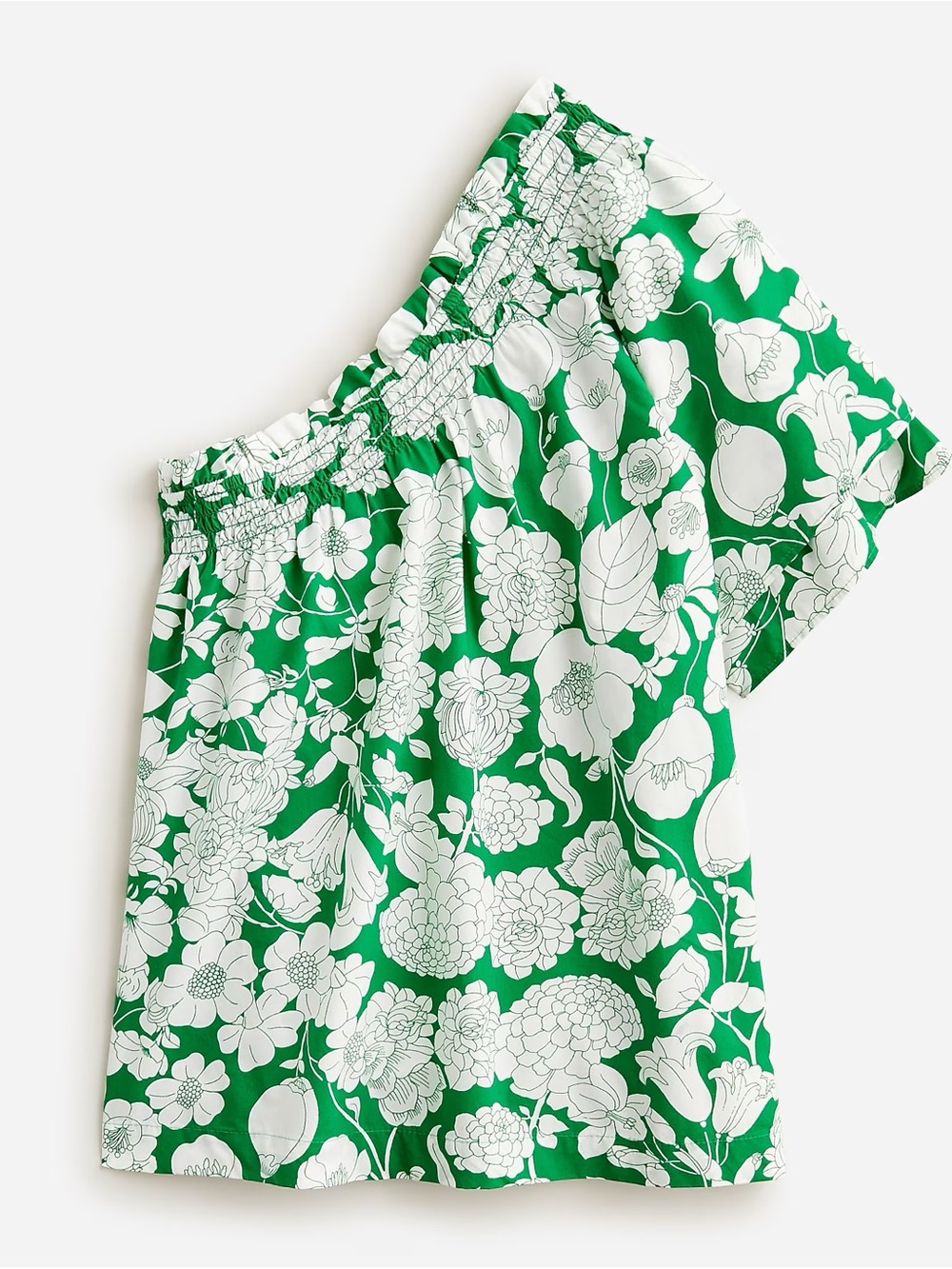 Smocked one-shoulder top in Kelly floral